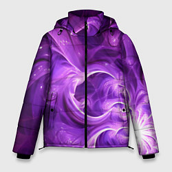 Куртка зимняя мужская Фиолетовая фрактальная абстракция, цвет: 3D-красный