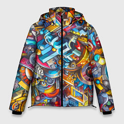 Куртка зимняя мужская Фантазийный паттерн - граффити, цвет: 3D-красный