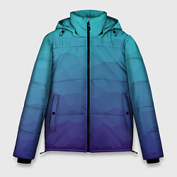 Куртка зимняя мужская Графический эффект на бирюзово-синего градиенте, цвет: 3D-черный