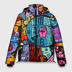 Куртка зимняя мужская Кулак - граффити, цвет: 3D-светло-серый