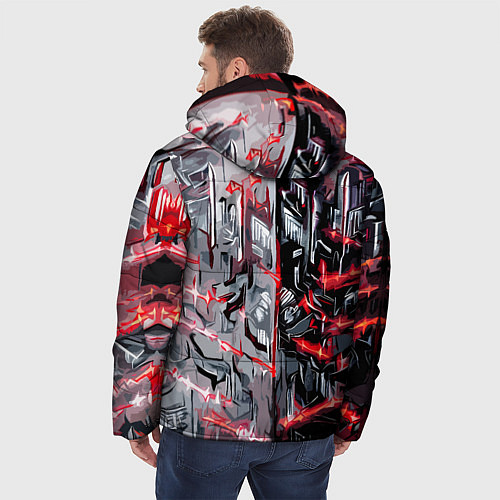 Мужская зимняя куртка Адский доспех в царапинах / 3D-Черный – фото 4