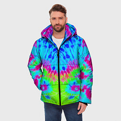 Куртка зимняя мужская Tie-Dye abstraction, цвет: 3D-красный — фото 2