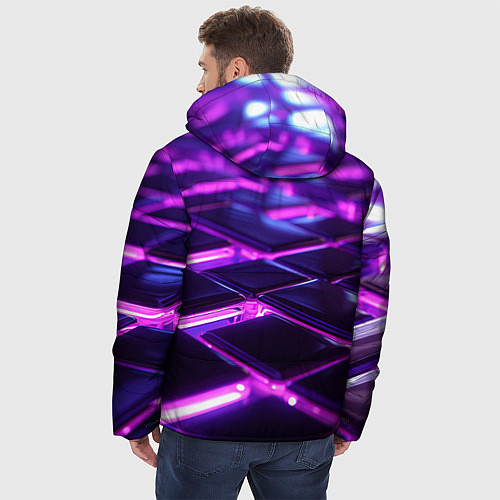 Мужская зимняя куртка Фиолетовая неоновая плитка / 3D-Красный – фото 4