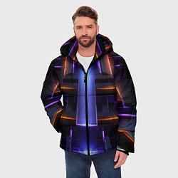 Куртка зимняя мужская Объемная неоновая конструкция, цвет: 3D-черный — фото 2