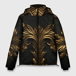Куртка зимняя мужская Темные золотые узоры, цвет: 3D-светло-серый