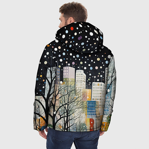 Мужская зимняя куртка Новогодний ночной город / 3D-Черный – фото 4