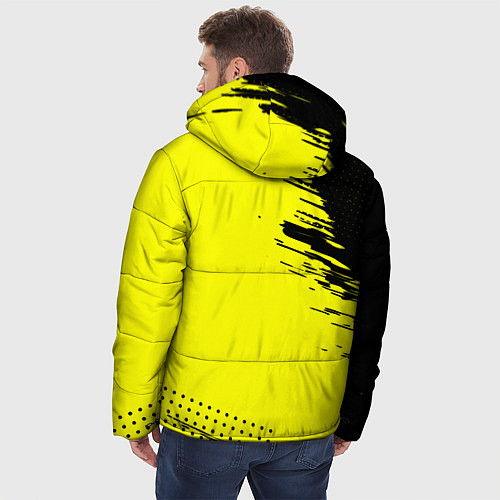 Мужская зимняя куртка Cyberpunk 2077 краски на чёрном / 3D-Светло-серый – фото 4