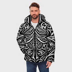 Куртка зимняя мужская Чёрно белые узоры, цвет: 3D-черный — фото 2