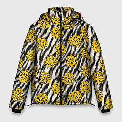 Куртка зимняя мужская Абстрактный узор в стиле афро, цвет: 3D-черный