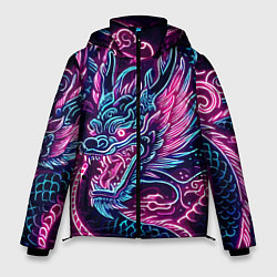 Куртка зимняя мужская Neon Japanese dragon - irezumi, цвет: 3D-светло-серый