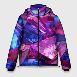 Куртка зимняя мужская Розовые и синие битые стекла, цвет: 3D-черный