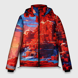 Куртка зимняя мужская Город в стиле майнкрафт, цвет: 3D-черный