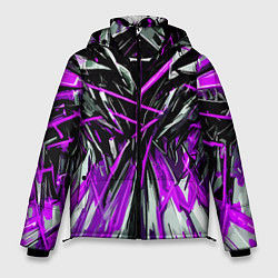 Куртка зимняя мужская Череп и фиолетовые полосы, цвет: 3D-черный