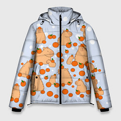 Куртка зимняя мужская Мем капибара и мандарины, цвет: 3D-светло-серый