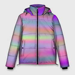 Куртка зимняя мужская Голографические неоновые полосы, цвет: 3D-черный
