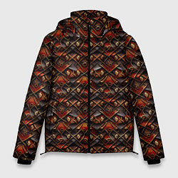 Куртка зимняя мужская Паттерн абстрактный плиткой, цвет: 3D-красный