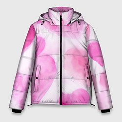 Куртка зимняя мужская Розовые сердечки акварель, цвет: 3D-красный