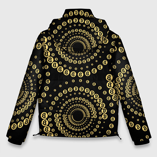 Мужская зимняя куртка Золотой Биткоин на черном / 3D-Светло-серый – фото 2