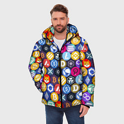 Куртка зимняя мужская Криптовалюта Биткоин, Эфириум, Тетхер, Солана патт, цвет: 3D-красный — фото 2