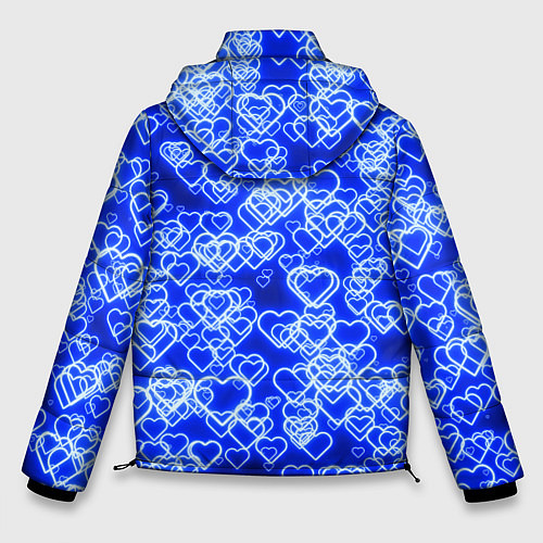 Мужская зимняя куртка Неоновые сердечки синие / 3D-Светло-серый – фото 2