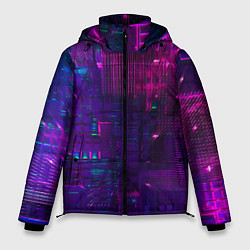 Куртка зимняя мужская Неоновые огни квадратов, цвет: 3D-светло-серый