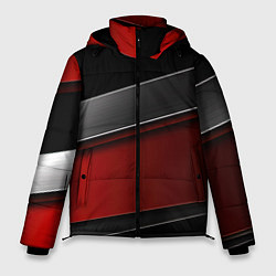 Куртка зимняя мужская Красный серый и черный, цвет: 3D-светло-серый