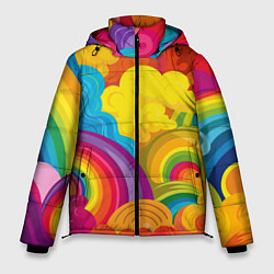 Куртка зимняя мужская Радужные яркие волны, цвет: 3D-светло-серый