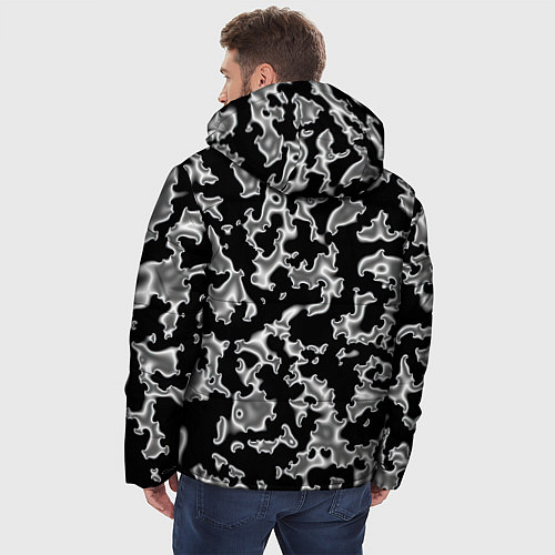Мужская зимняя куртка Капли жидкого металла - камуфляж на чёрном / 3D-Черный – фото 4