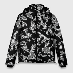 Куртка зимняя мужская Капли жидкого металла - камуфляж на чёрном, цвет: 3D-светло-серый