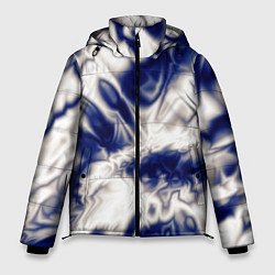Куртка зимняя мужская Абстракция шёлк бело-синий, цвет: 3D-светло-серый