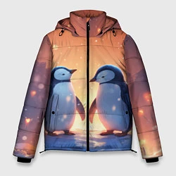 Куртка зимняя мужская Романтичная пара пингвинов, цвет: 3D-черный