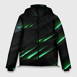 Куртка зимняя мужская Спортивный черно-зеленый стиль, цвет: 3D-черный