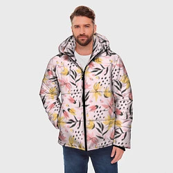 Куртка зимняя мужская Абстрактный паттерн с цветами, цвет: 3D-черный — фото 2