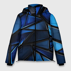 Куртка зимняя мужская Синие объемные геометрические объекты, цвет: 3D-черный