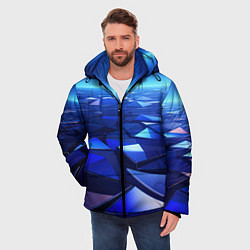 Куртка зимняя мужская Синие объемные блестящие плиты, цвет: 3D-черный — фото 2