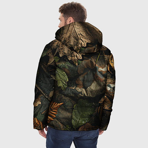Мужская зимняя куртка Реалистичный охотничий камуфляж из ткани и листьев / 3D-Красный – фото 4