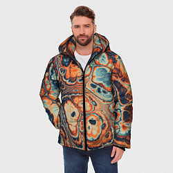 Куртка зимняя мужская Абстрактный разноцветный узор, цвет: 3D-красный — фото 2