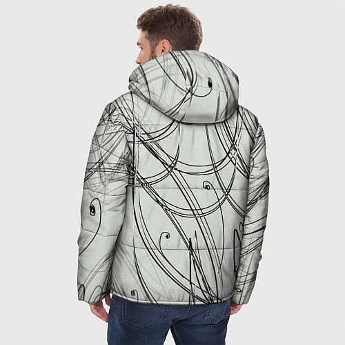 Мужская зимняя куртка Монохромные завитки / 3D-Черный – фото 4