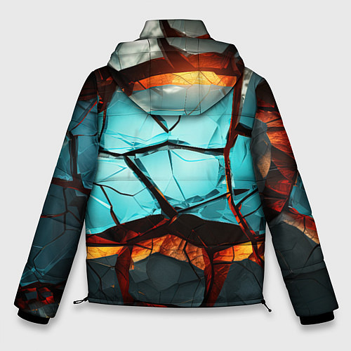 Мужская зимняя куртка Абстрактные камни разломленные / 3D-Красный – фото 2
