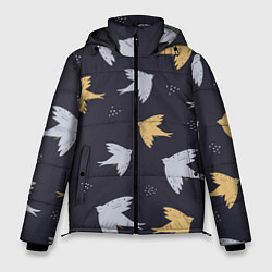 Куртка зимняя мужская Узор с птицами, цвет: 3D-черный