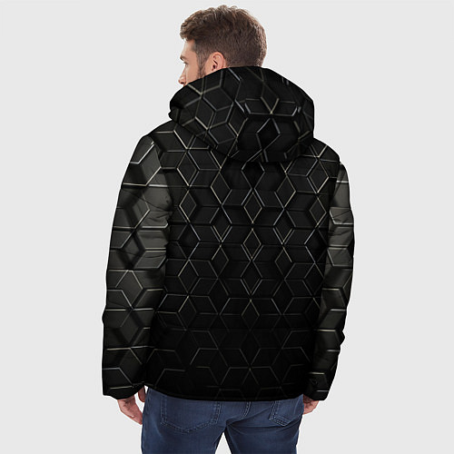 Мужская зимняя куртка Чёрные соты металл / 3D-Светло-серый – фото 4