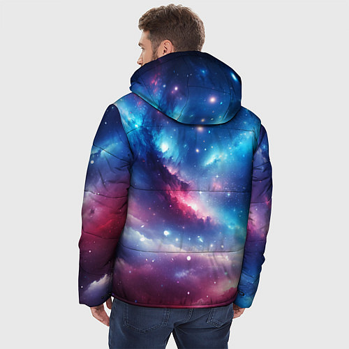 Мужская зимняя куртка Розово-голубой космический пейзаж / 3D-Черный – фото 4