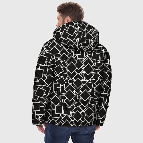Мужская зимняя куртка Ромб черно - белый / 3D-Черный – фото 4