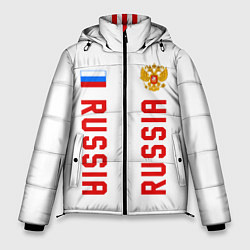 Куртка зимняя мужская Россия три полоски на белом фоне, цвет: 3D-красный