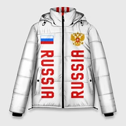 Куртка зимняя мужская Россия три полоски на белом фоне, цвет: 3D-красный