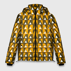 Куртка зимняя мужская Узор из треугольников жёлтый, цвет: 3D-черный