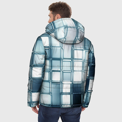 Мужская зимняя куртка Зеркальная мозаика голубое стекло / 3D-Светло-серый – фото 4