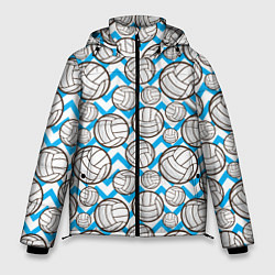 Куртка зимняя мужская Мячи волейбольные паттерн, цвет: 3D-красный