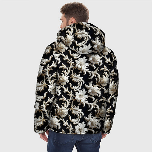 Мужская зимняя куртка Узор в стиле барокко / 3D-Светло-серый – фото 4