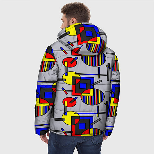 Мужская зимняя куртка Rectangular abstraction / 3D-Черный – фото 4